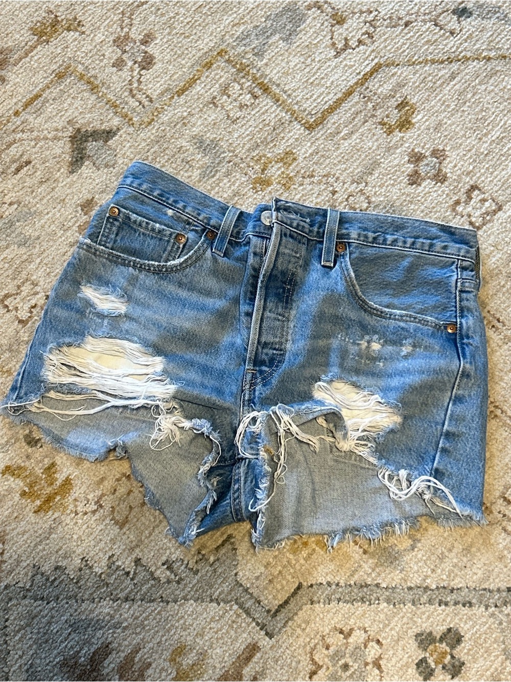 Levi's Light Blue Distressed Denim Cutoff Shorts